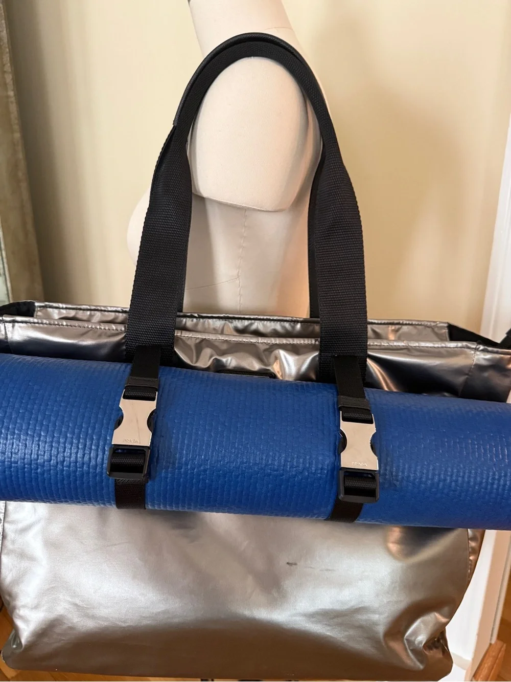 Prada Tessuto Metallic Technical Tote
